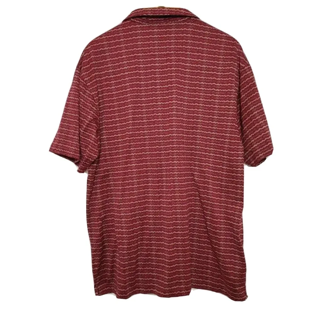 Nike Tiger Woods Golf Short Sleeve Polo Shirt Maroon Red Tan Floral XL Cotton 04